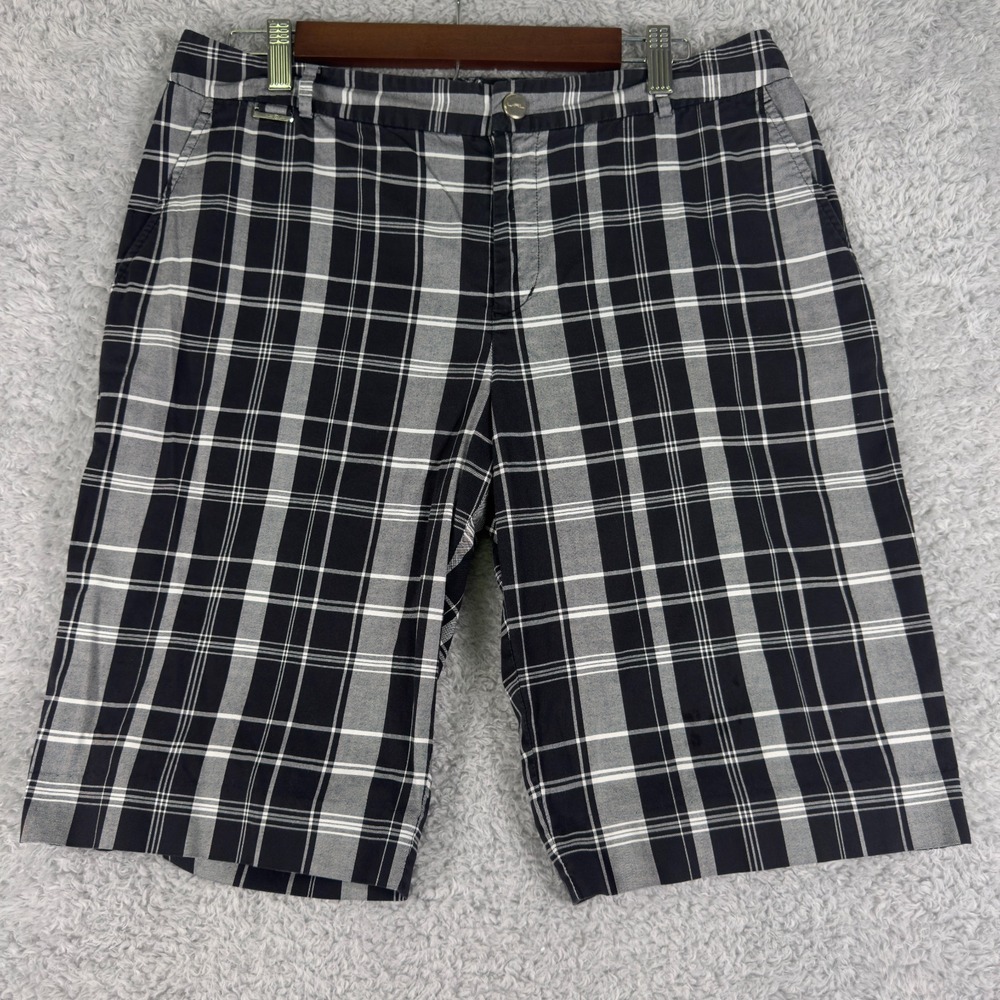 LRL Lauren Active Ralph Lauren Bermuda Shorts Womens 10 Black‎ Grey Plaid
